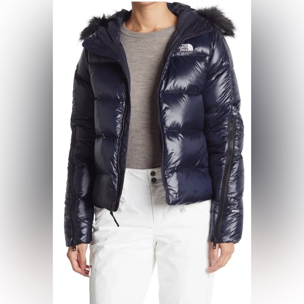 ✨🧥 The North Face Glades Faux Fur Trim 550-Fill Down Jacket Navy Medium 🧥✨